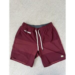 Vuori Banks Shorts Russet Texture Block Maroon Men's Medium 7 in inseam